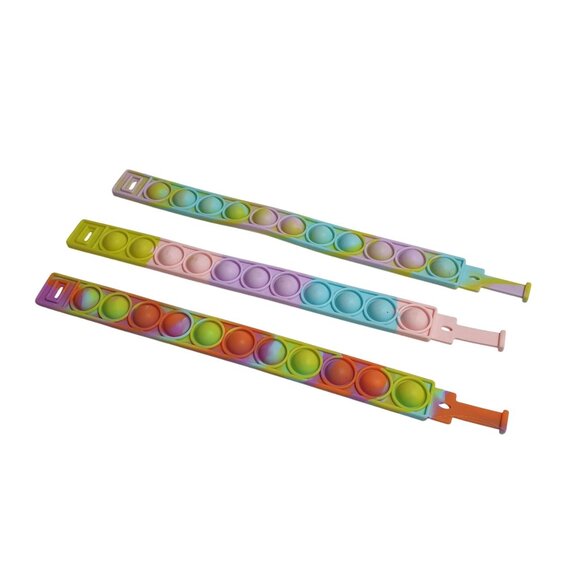 Pop It Fidget Toy Bracelets Set Of 3 Sensory Stress Relief For Kids Adults 8 In - Picture 1 of 3